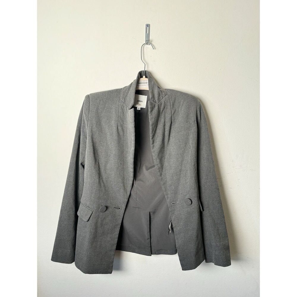 Aknvas Womens Arken Blazer Double Breast Button Teal Twill Pockets Lined Size 0